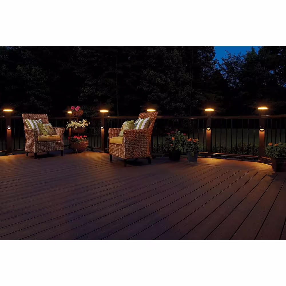 Fiberon 4 in. x 4 in. Serene Black Integrated LED Fits Post Sleeve Hardwired Pyramid Top Downward Deck Post Cap Light