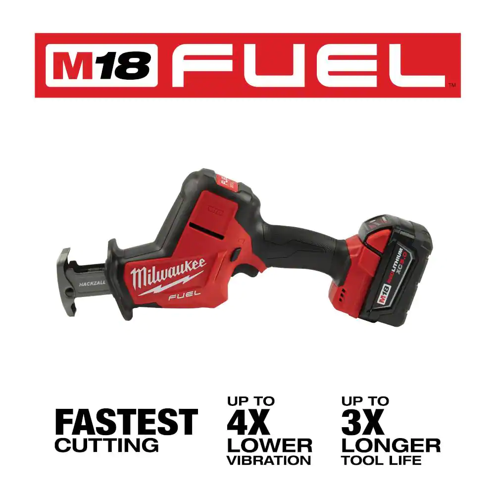 Milwaukee M18 FUEL 18V Lithium-Ion Brushless Cordless HACKZALL Reciprocating Saw Kit W/(1) 5.0Ah Batteries, Charger & Tool Bag
