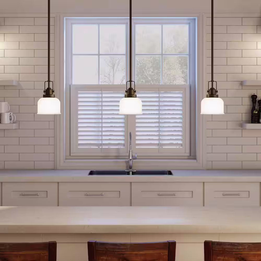 Progress Lighting Archie Collection 1-Light Venetian Bronze Mini Pendant with Clear Prismatic Glass