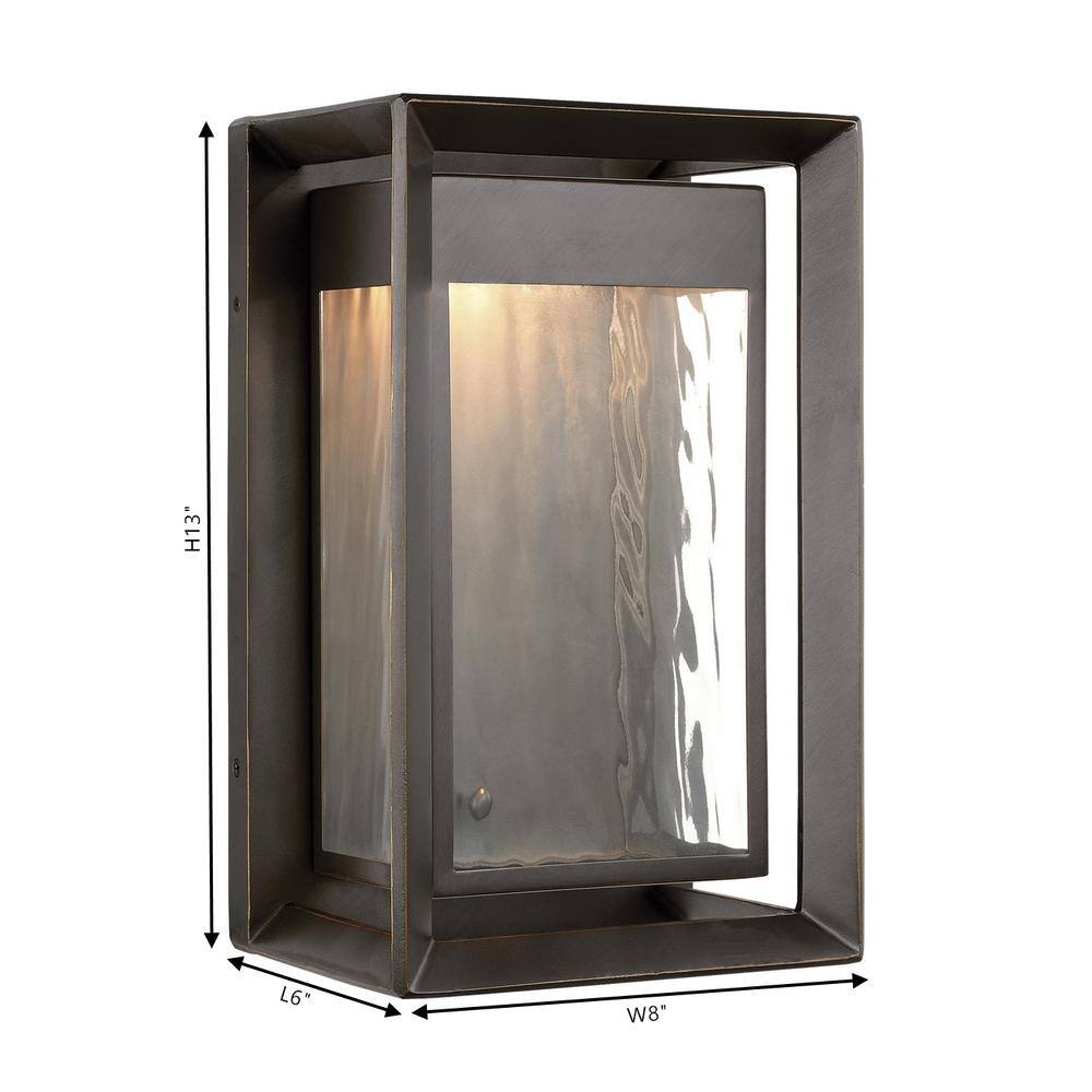 Generation Lighting Urbandale 1-Light Antique Bronze Outdoor 13 in. Integrated LED Wall Lantern Sconce
