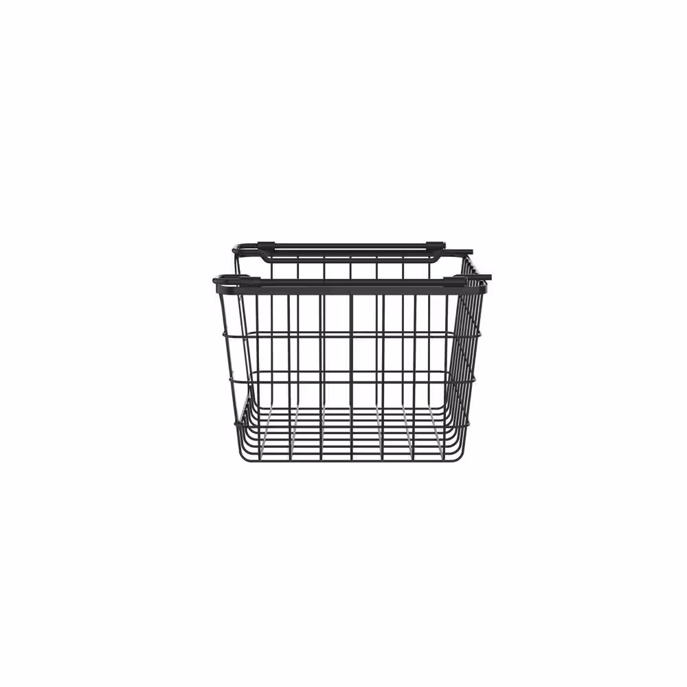Oceanstar Stackable Metal Wire Storage Basket Set for Pantry, Countertop, Kitchen or Bathroom - Black (Set of 3)