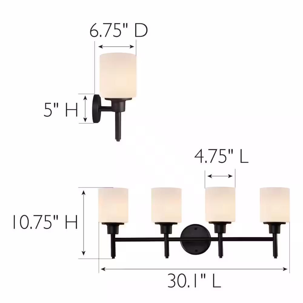 Design House Aubrey 4-Light Matte Black Vanity Light