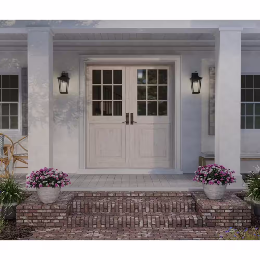 Progress Lighting Padgett 1-Light Antique Bronze Hardwired Outdoor Wall Lantern Sconce with Clear Seeded Glass Shade