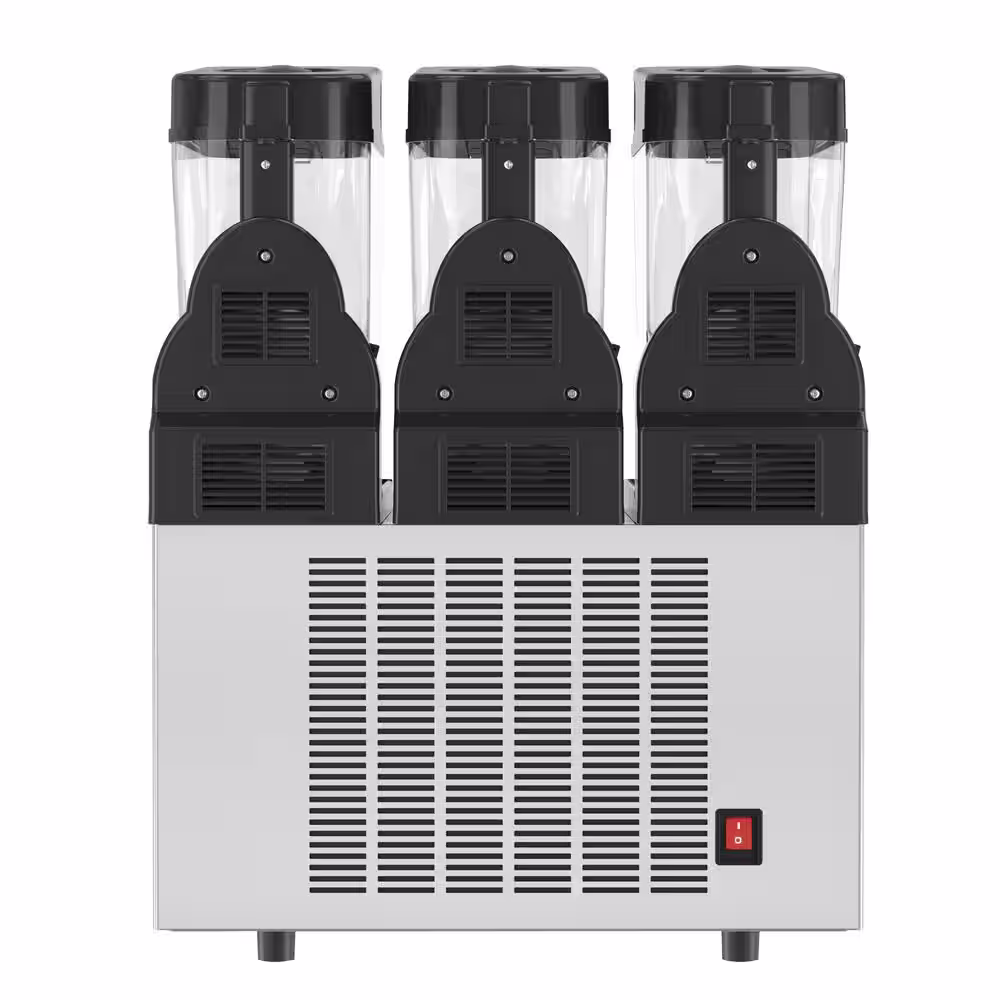 Phivve 1267 oz. Silver Commercial Slushy Machine 1450W 12L x 3 Tanks Frozen Drink Machine PC 3 Tank Snow Cone Machine