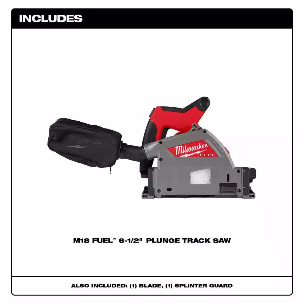 Milwaukee M18 FUEL 18V Li-Ion Cordless Brushless 6-1/2 in. Plunge Cut Track Saw w/55 in. Track Saw Guide Rail/Track Connector