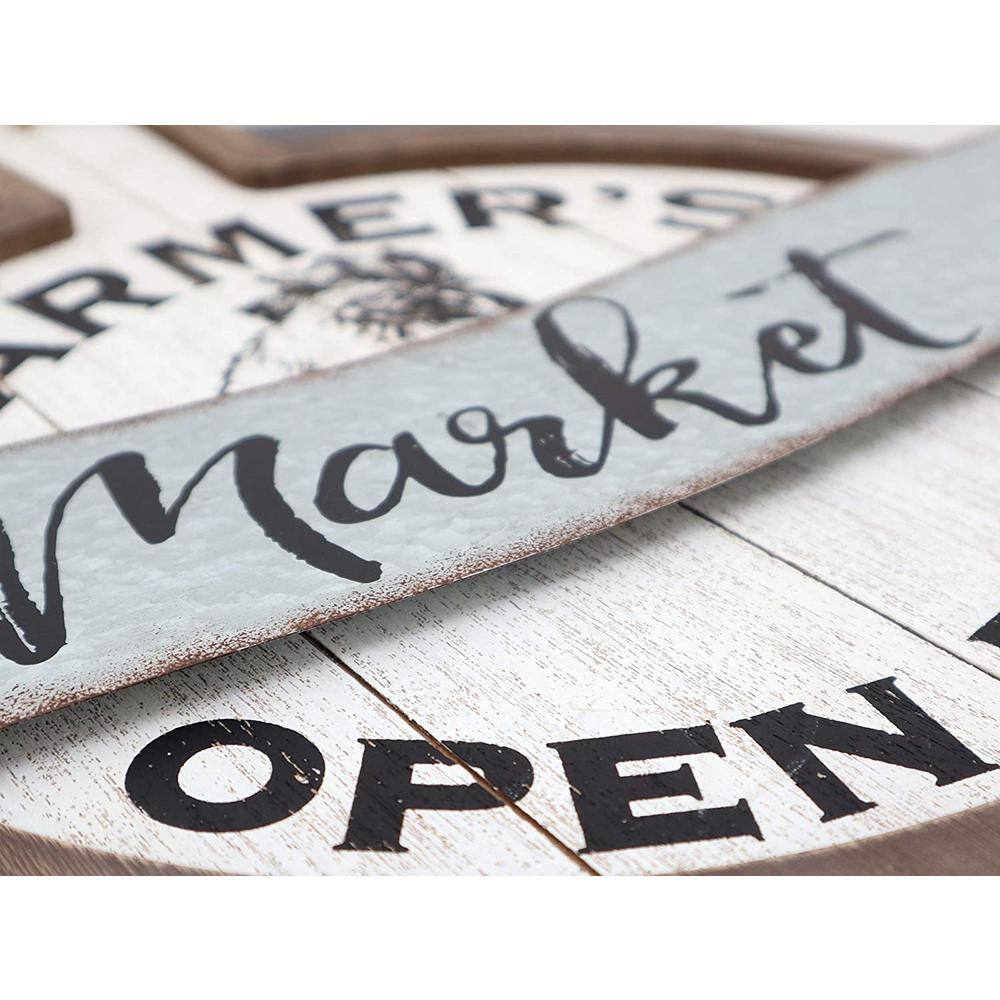 None Farmer's Market Open Daily Wood and Metal Wall Decorative Sign
