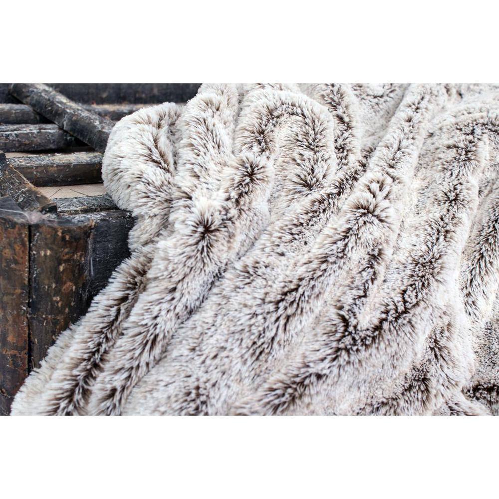 AC Pacific Luxury Grey Faux Fur Throw Blanket and Back Fleece