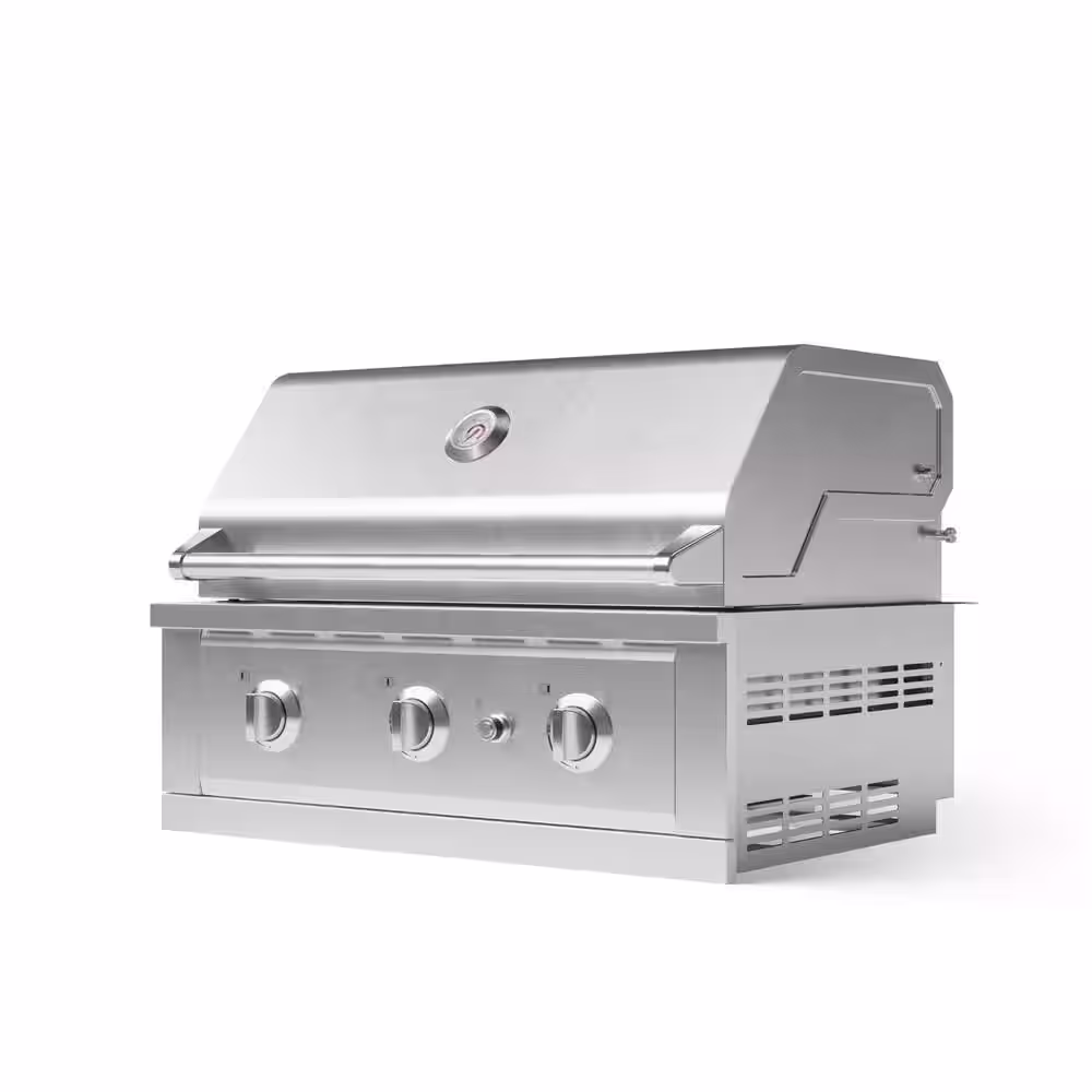 NewAge Products Outdoor Kitchen Natural Gas 3 Burners Stainless Steel Grill Cart with Performance Grill