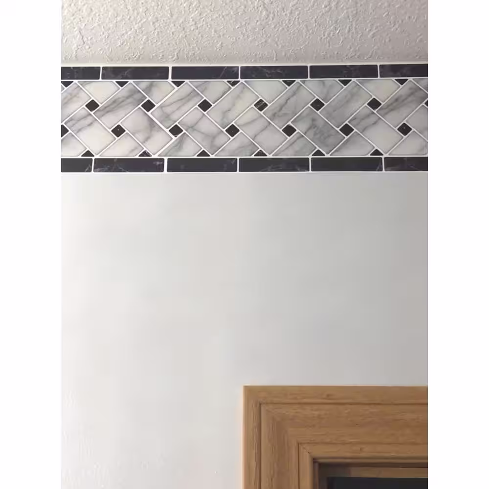 Art3d Edge Board Black White 12.4 in x 4.7 in. Exposy Peel and Stick Tile Backsplash Self-adhesive Line Tile (4.3 sq. ft./box)