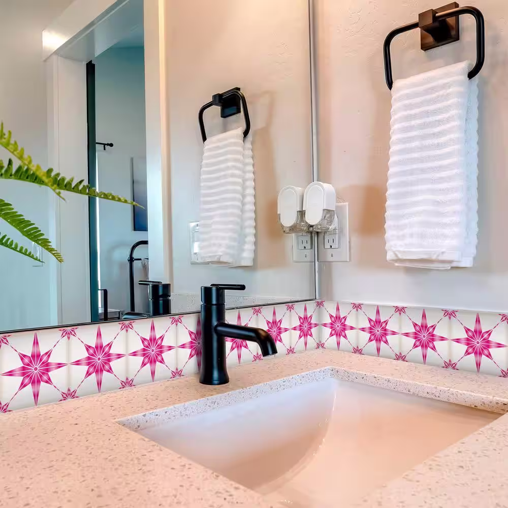 None Pink B16 12 in. x 12 in. Vinyl Peel and Stick Tile (24 Tiles, 24 sq.ft./pack)