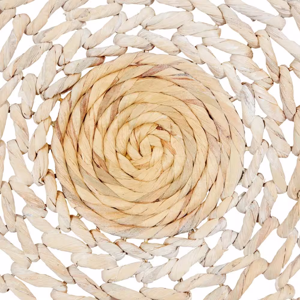 Litton Lane Seagrass Cream Handmade Woven Basket Plate Wall Decor (Set of 3)