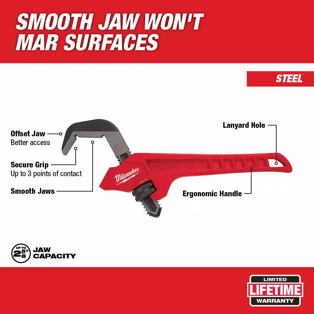 Milwaukee 12 in. Steel Offset Hex Pipe Wrench