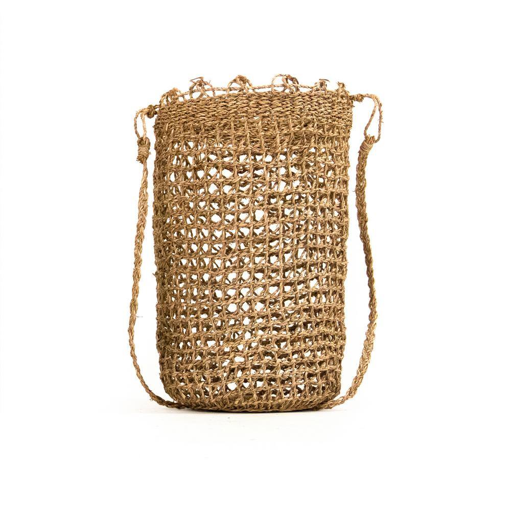 Zentique Hand Woven Seagrass Medium with Strap Tote Basket