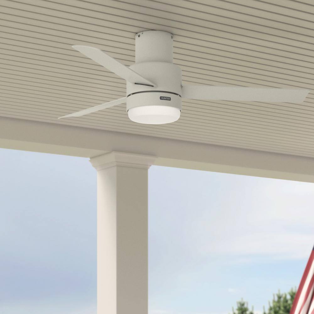 Hunter Gilmour 52 in. Indoor/Outdoor Matte White Ceiling Fan with Light Kit and Remote Included