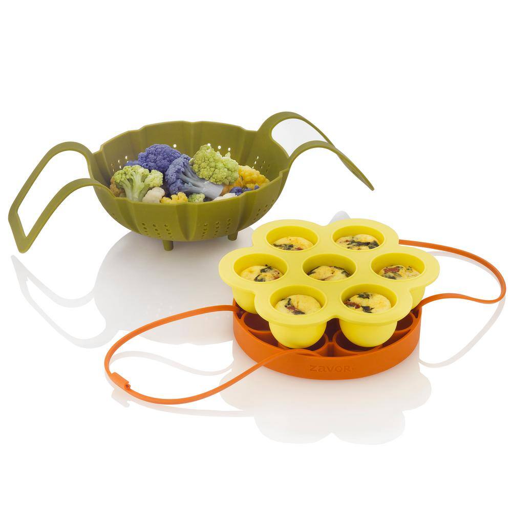 Zavor Everyday Silicone 3-Piece Accessory Set includes Steamer Basket, Egg Bites Mold with Lid, Cooking/Egg Rack