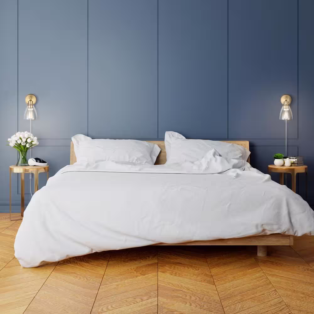 Globe Electric Molly 1-Light Matte Brass Plug-In or Hardwire Wall Sconce with Clear Glass Shade, LED Bulb Included