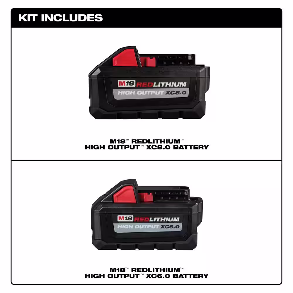 Milwaukee M18 18-Volt Lithium-Ion HIGH OUTPUT XC 8.0 Ah and 6.0 Ah Battery (2-Pack)