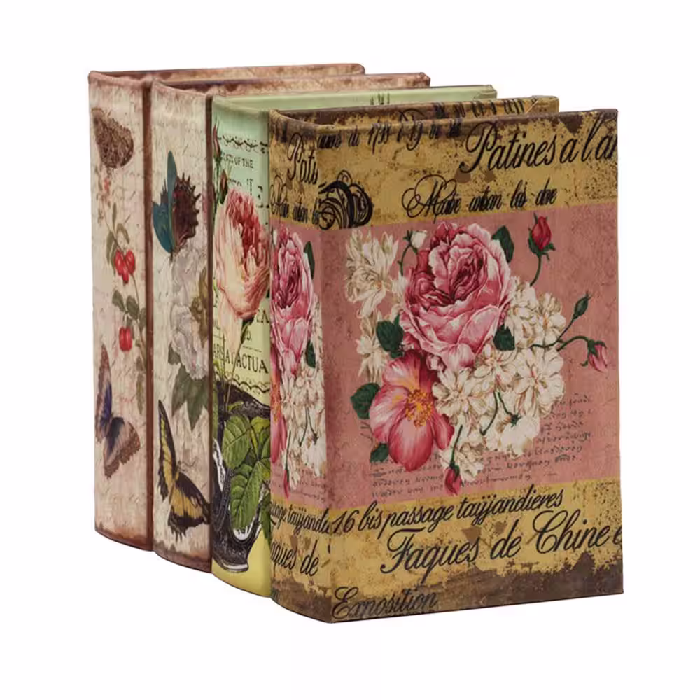 A & B Home 5.5 in. x 2 in. Decorative Book Boxes (4-Pack)
