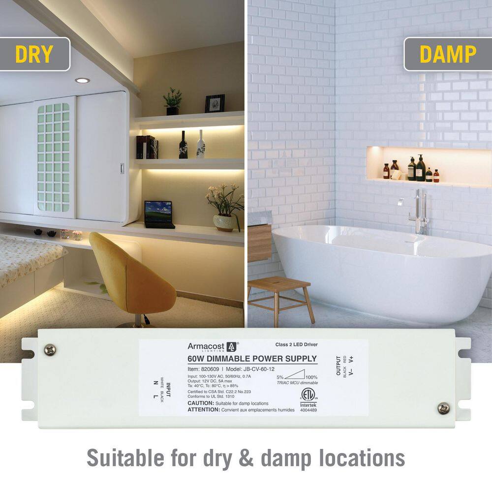 Armacost Lighting 60-Watt Dimmable LED Power Supply with Enclosure 12-Volt Transformer