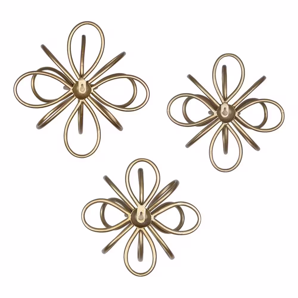 Stratton Home Decor Glam 11.75 in. Round Gold Metal Burst Wall Decor (Set of 3)