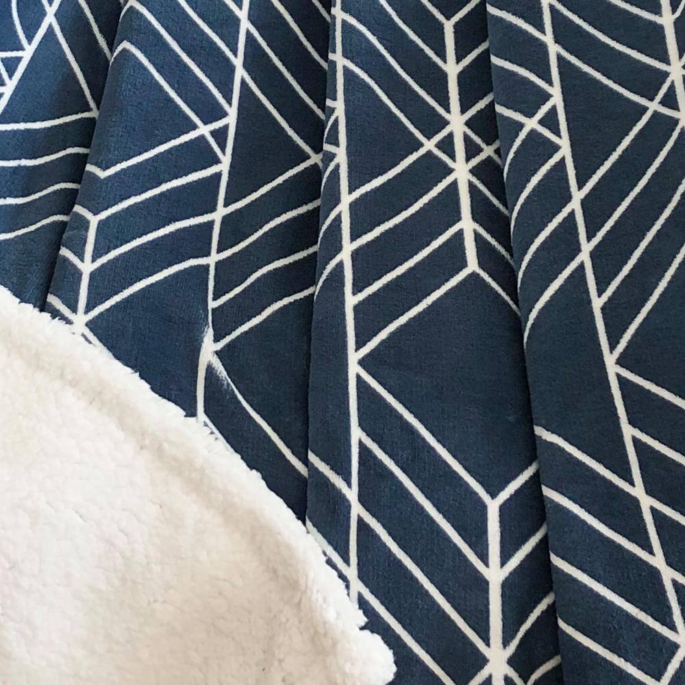 Harper Lane Esme Blue 50 in. x 60 in. Sherpa Throw