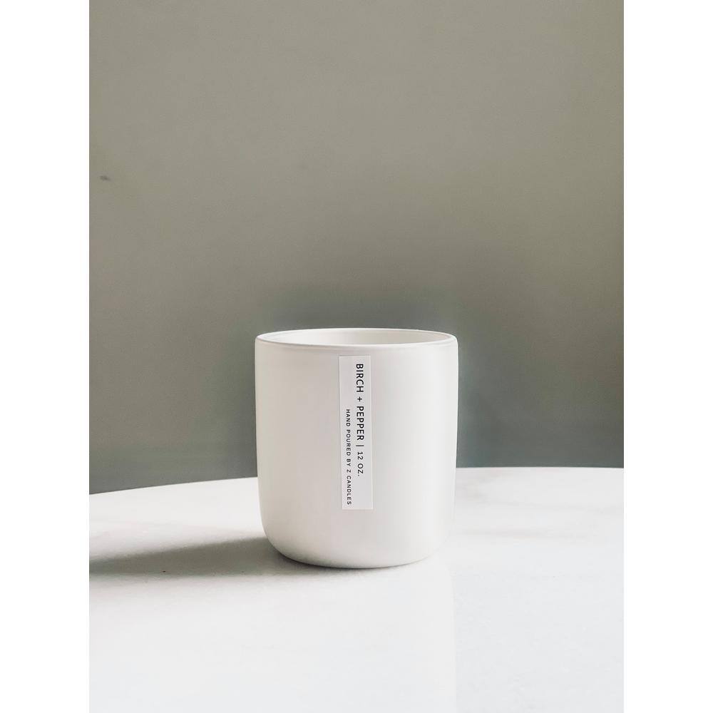 Z CANDLES Birch and Pepper Matte White Candle 12 oz.