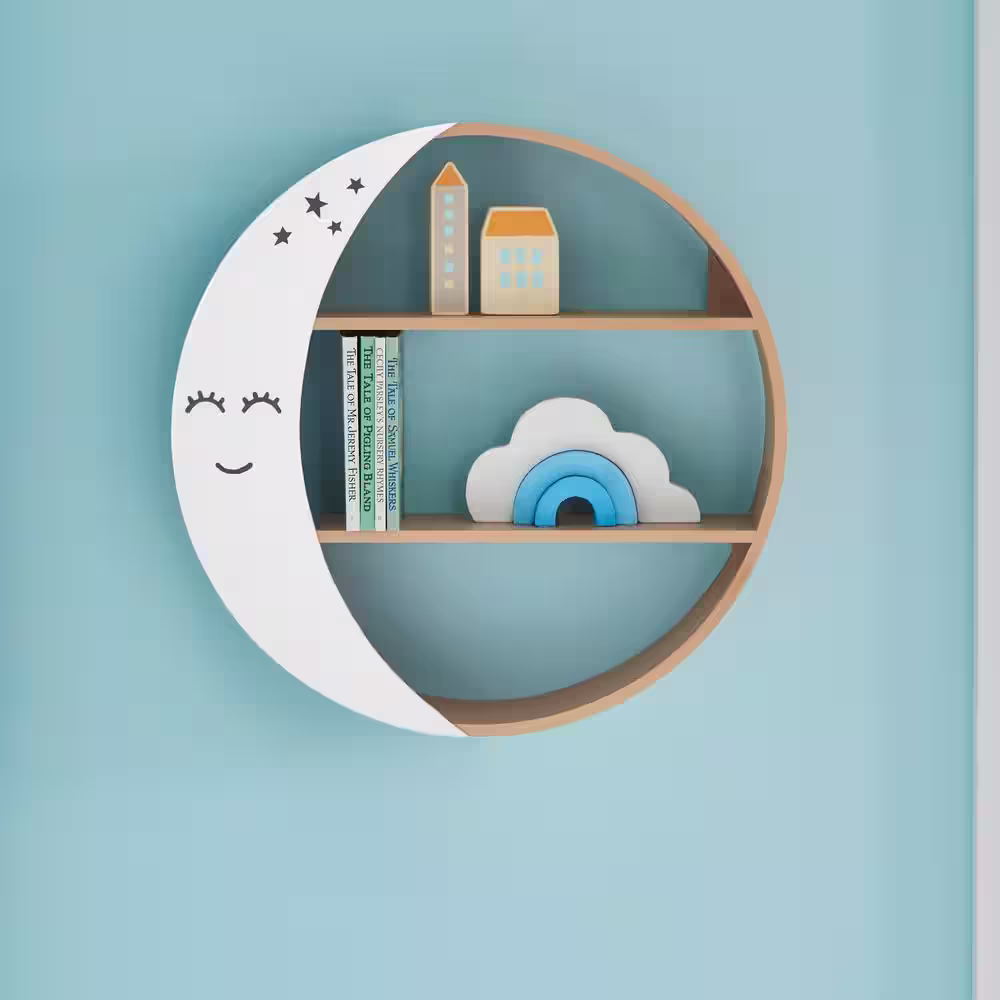 StyleWell Kids Crescent Moon Round Wood Wall Shelf (18 in.)