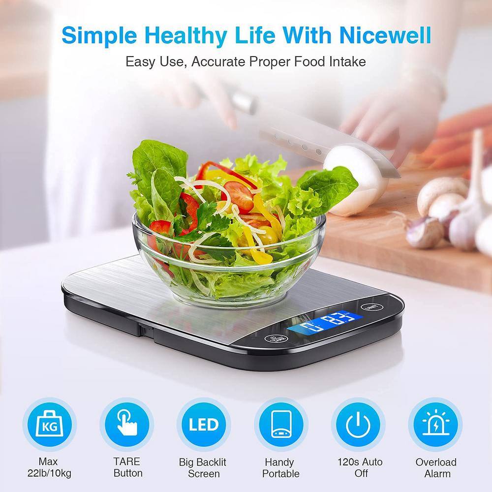 None 22 lbs. Silver Professional Digital Kitchen Food Scale with 1g/0.1 oz. Precise Graduation
