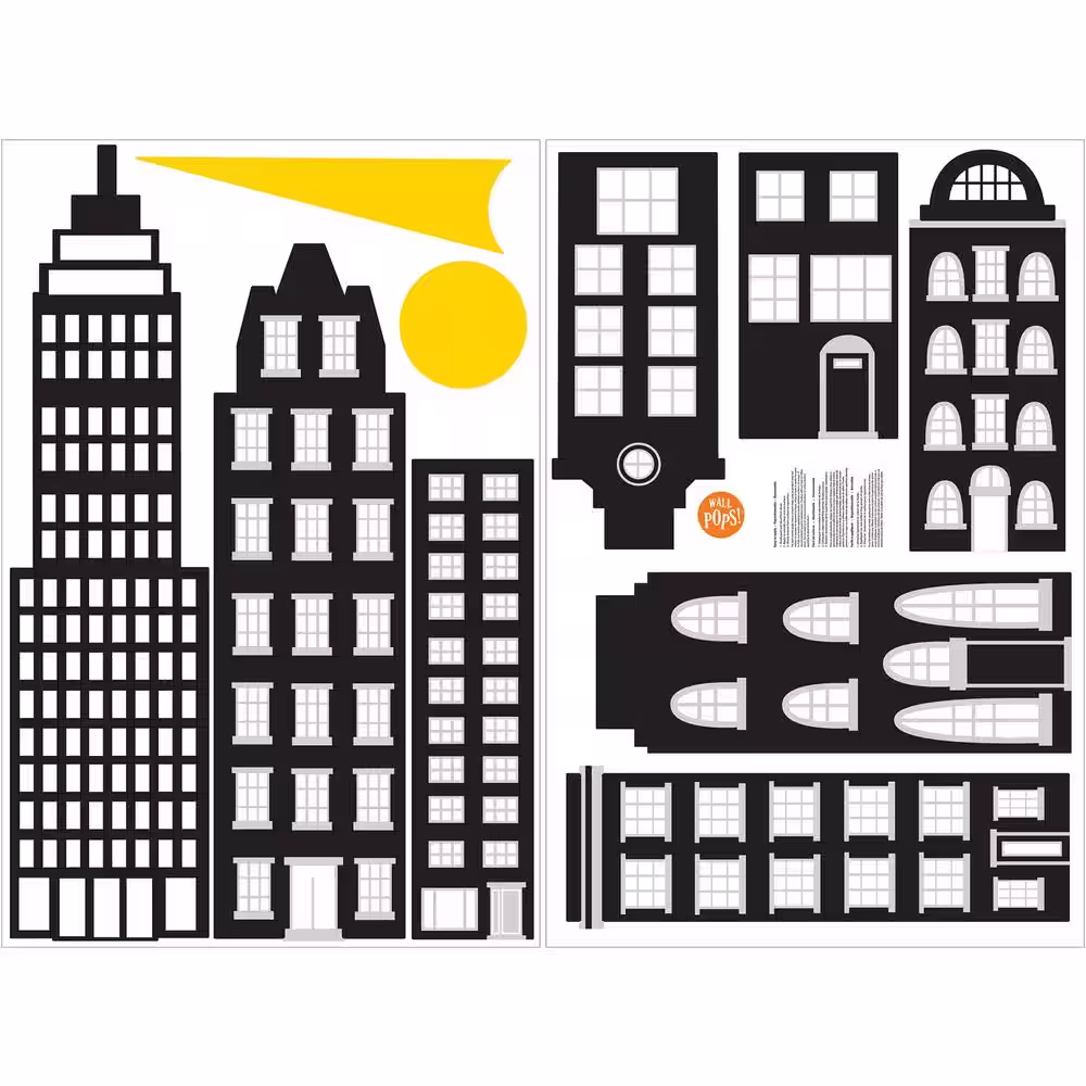 WallPops Black City of Heroes Wall Decal