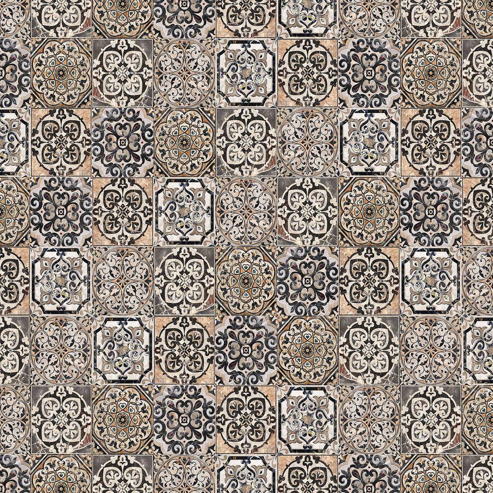 Oriental Furniture 6 ft. Victorian Tile Printed 3-Panel Room Divider