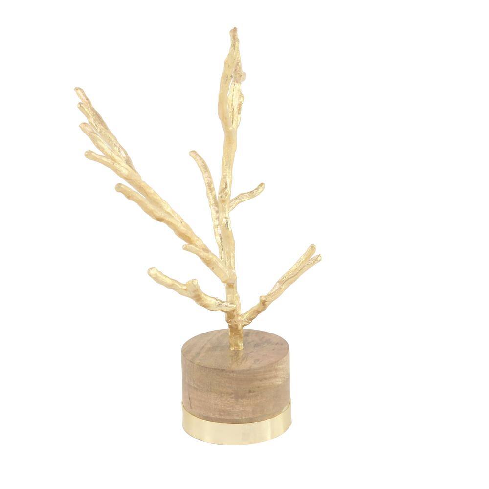 Litton Lane 18 in. x 13 in. Gold Aluminum Modern Floral and botanical Sculpture