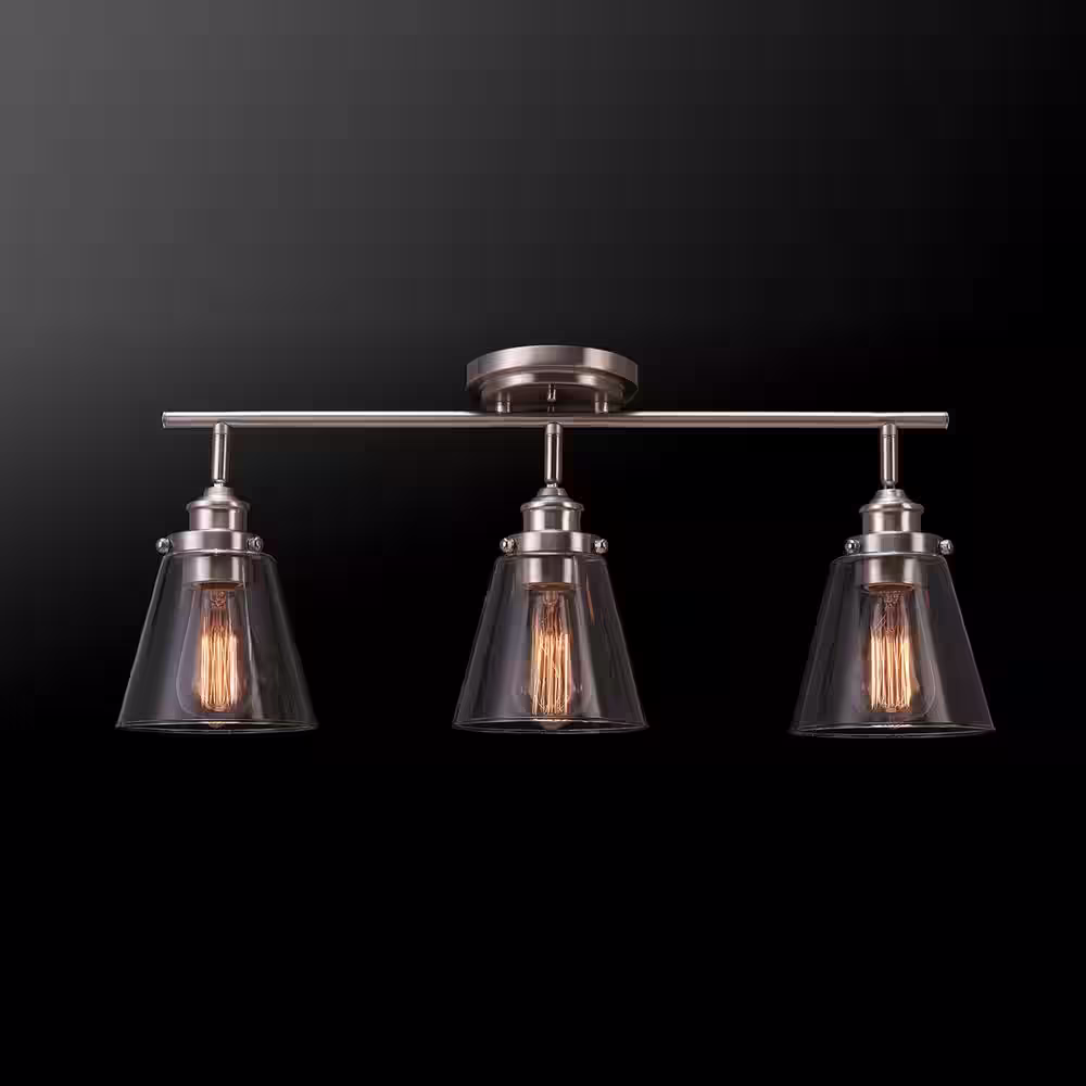 Globe Electric Jackson 2 ft. 3-Light Brushed Nickel Fixed Track Lighting Kit with Clear Glass Shades