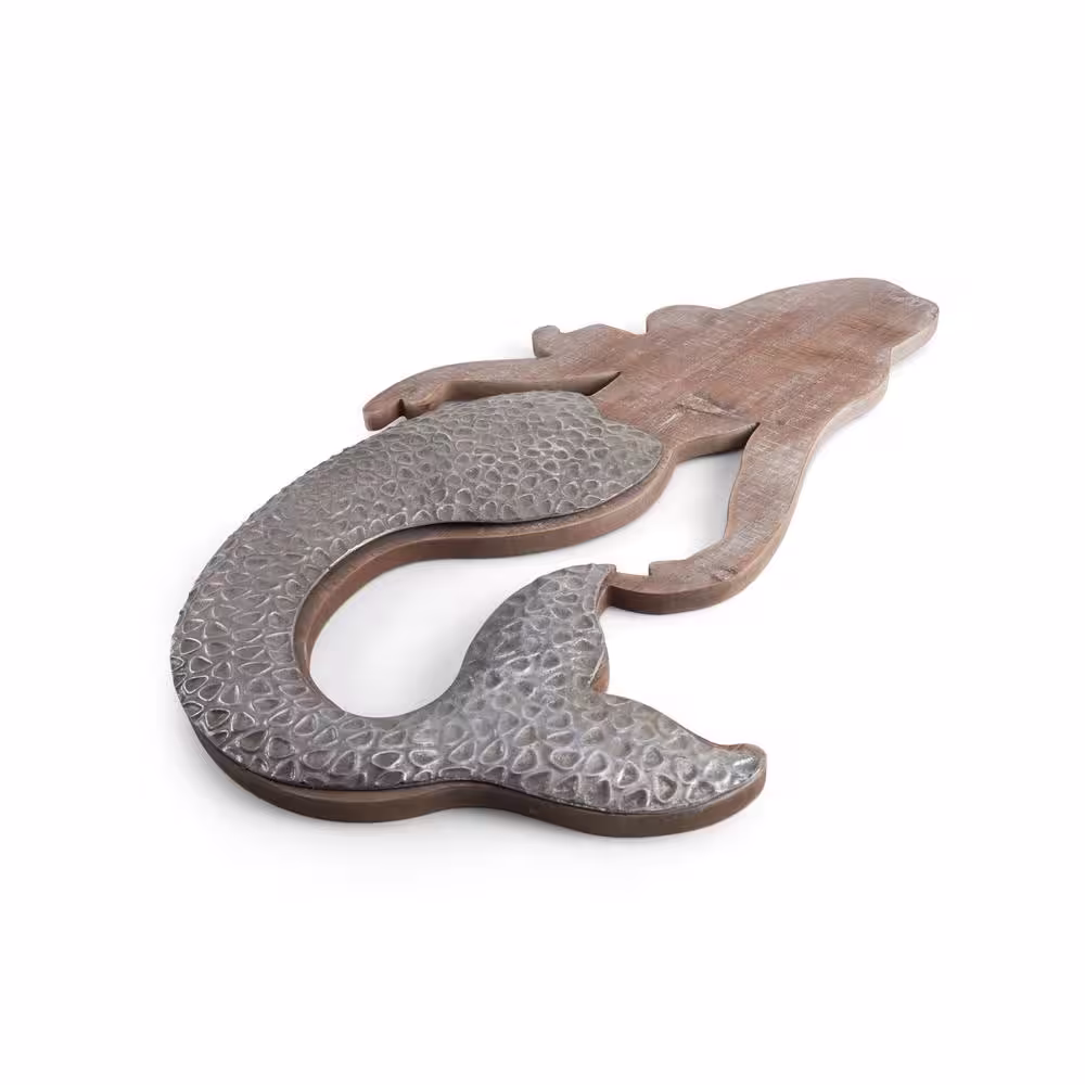 Elements 28 in. Metal and Wood Coastal Mermaid Wall Decor