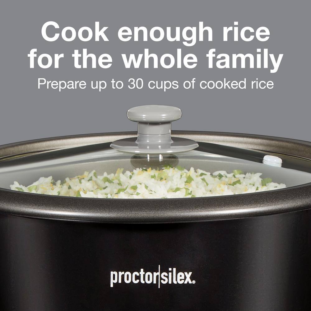 Proctor Silex 30-Cup Black Rice Cooker with Steamer and Accessories