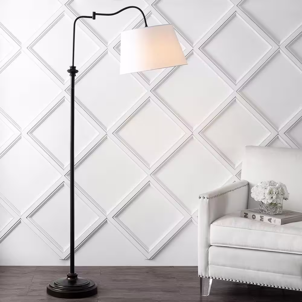 JONATHAN Y Jason 68.5 in. Oil Rubbed Bronze Metal Traditional Swing Arm LED Floor Lamp