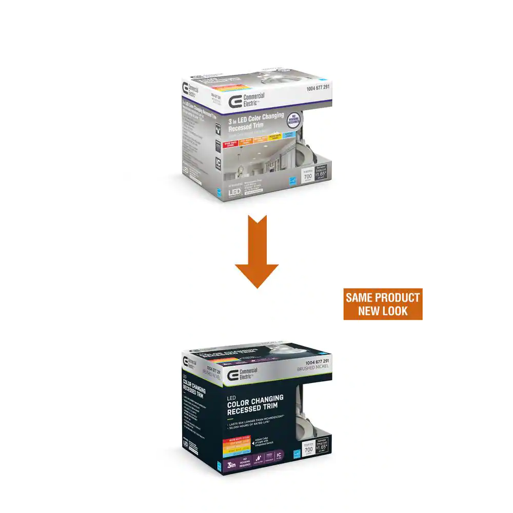 Commercial Electric 3 in New Construction or Remodel Brushed Nickel Canless Integrated LED Recessed Light Kit with Color Changing Technology