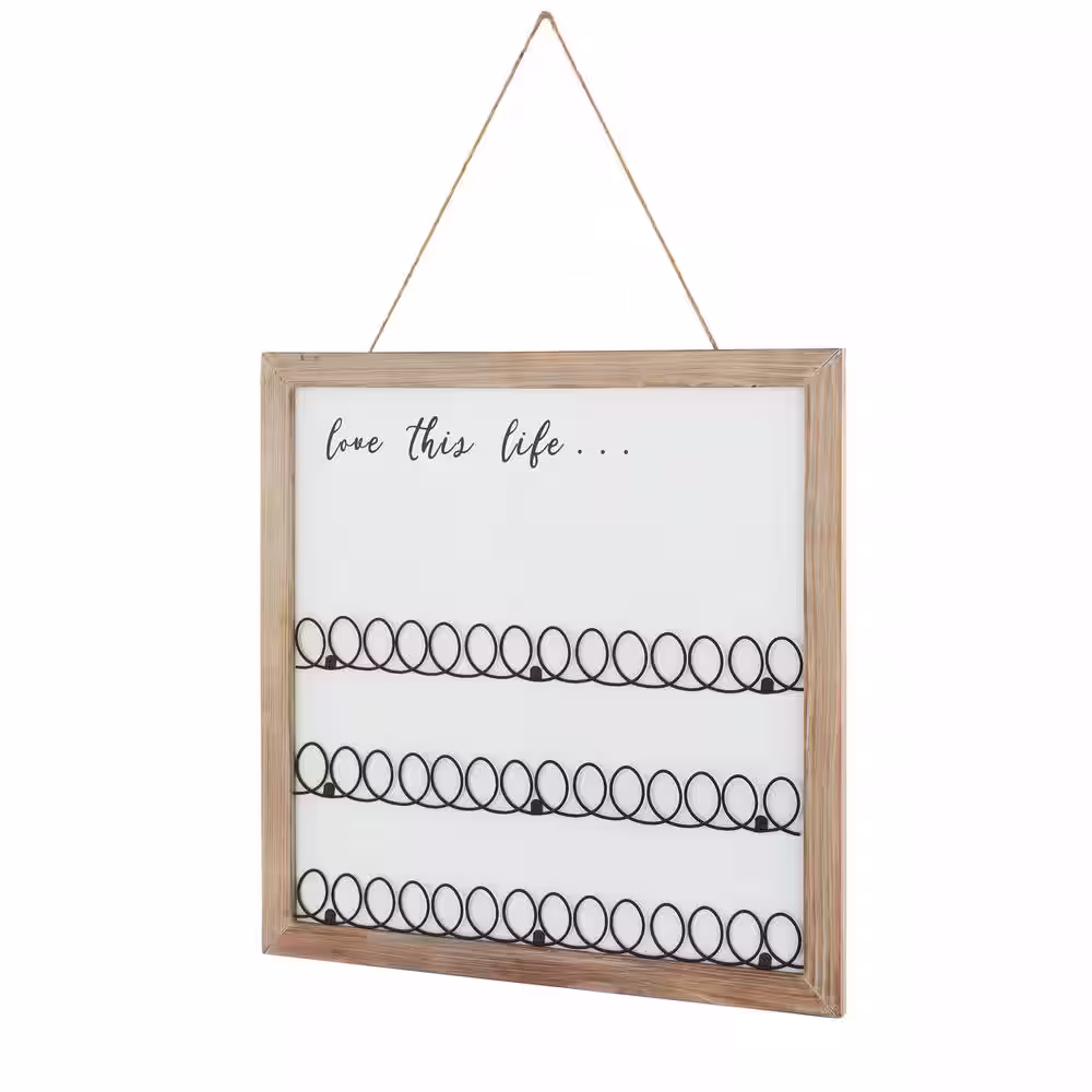 StyleWell Antiqued Wood Framed Love this Life Wall Art and Picture Holder 24 in. H x 24 in. W