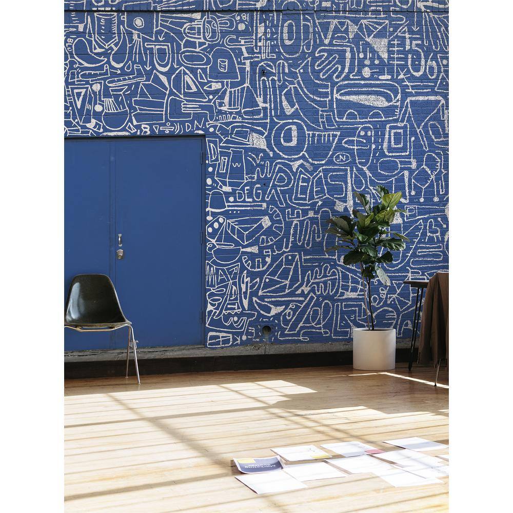 A-Street Prints 108 in. x 162 in. Bushwick BKLYN Blue Wall Mural