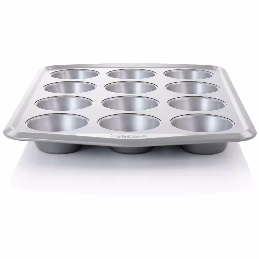 MARTHA STEWART 12-Cup Nonstick Carbon Steel Muffin Pan in Gray