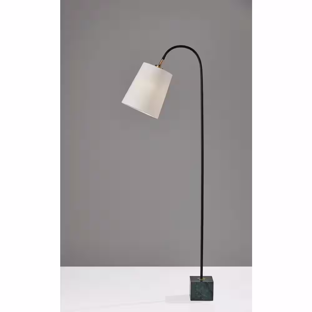 Adesso Hanover 62 in. Black with Antique Brass Accent Floor Lamps