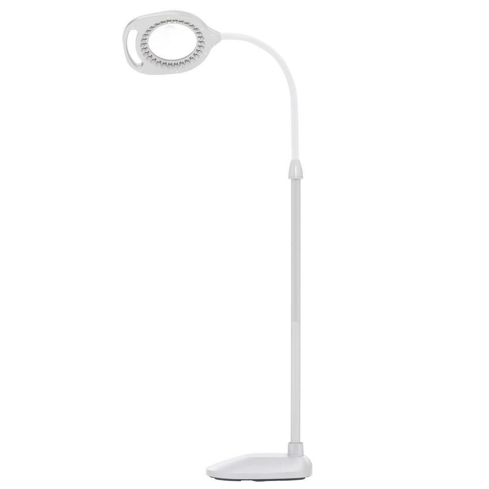 OttLite 56.75 in. LED 2-in-1 Magnifier Gray Floor and Table Lamp