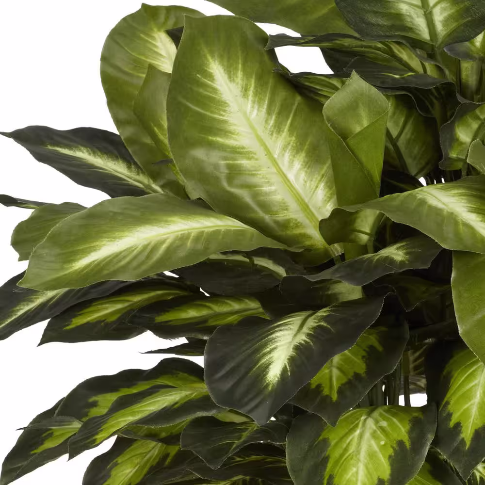 Nearly Natural 24 in. Artificial H Green Golden Dieffenbachia Silk Plant