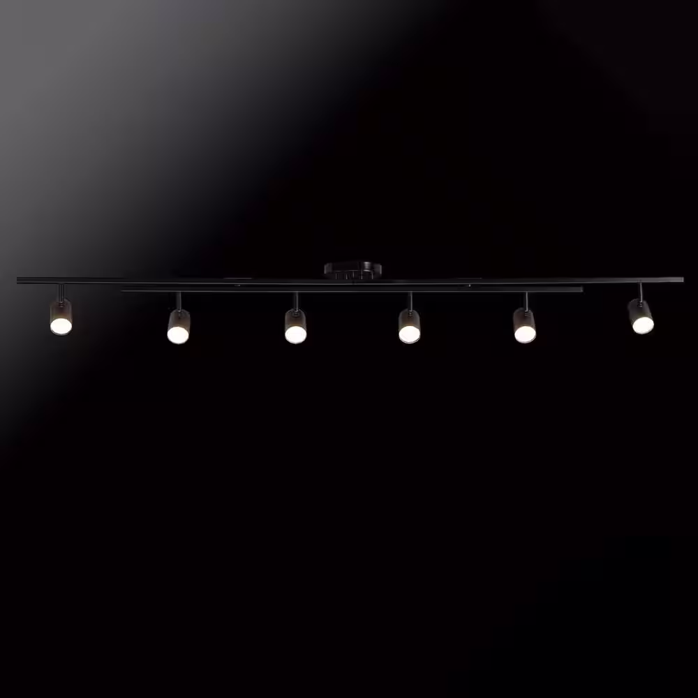 Globe Electric 5.35 ft. 6-Light Matte Black Integrated LED Flexible Track Lighting Kit with Center Swivel Bars