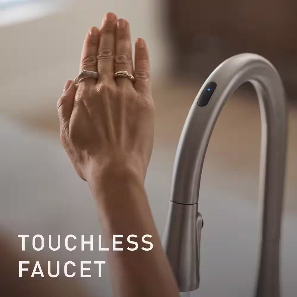 MOEN Arbor Single-Handle Smart Touchless Pull Down Sprayer Kitchen Faucet with Voice Control and Power Boost in Stainless