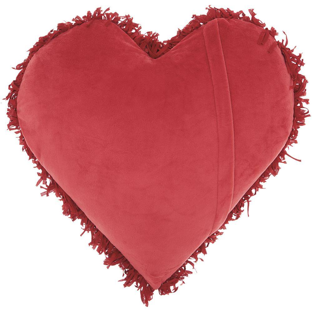 Nourison Fluffy Shag Frame Heart Solid Polyester Throw Pillow