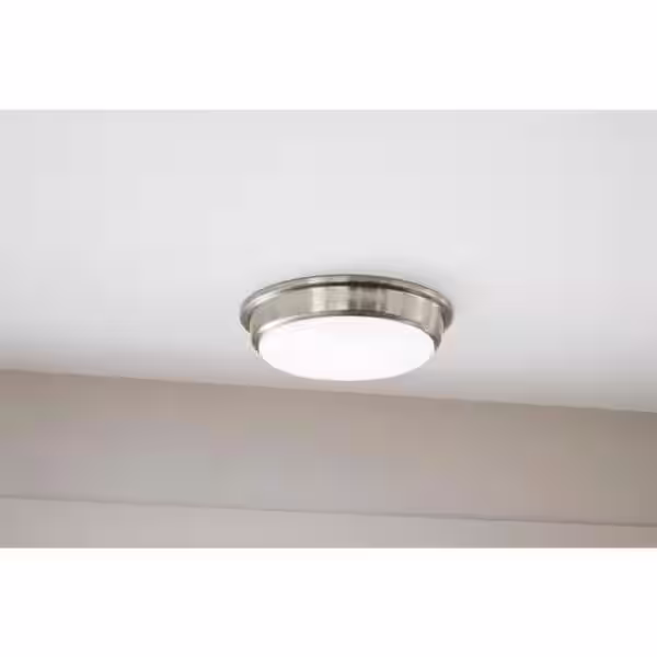 Hampton Bay Savannah 13 in. Brushed Nickel Selectable LED Flush Mount