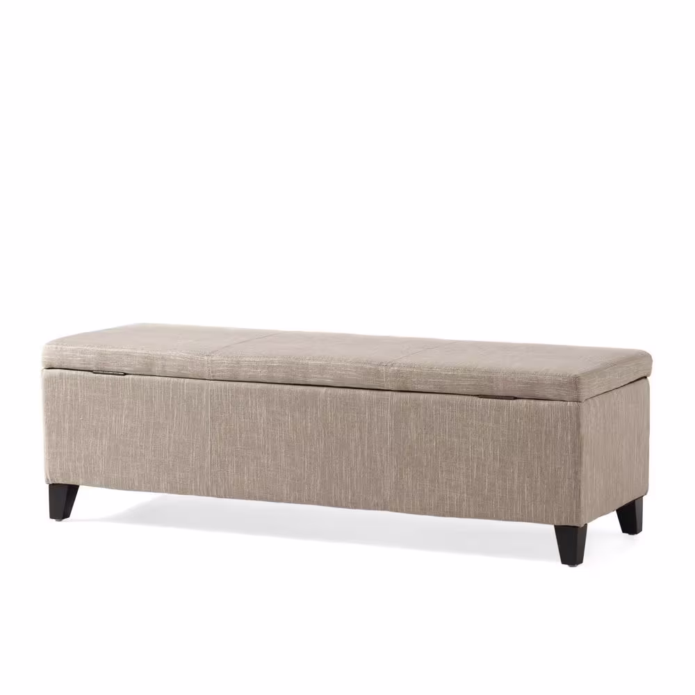 Noble House Glouser Sand Fabric Storage Bench