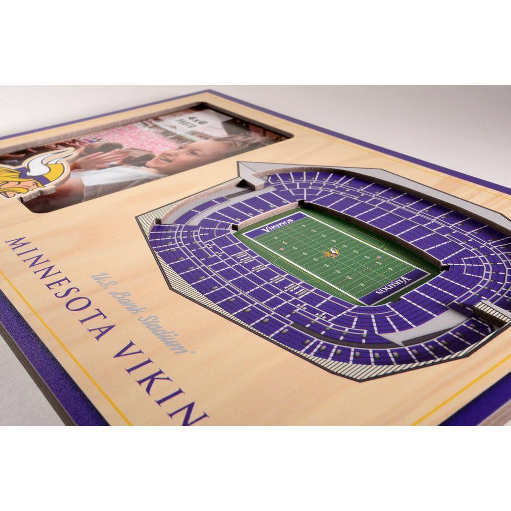 YouTheFan NFL Minnesota Vikings Team Colored 3D StadiumView with 4 in. x 6 in. Picture Frame