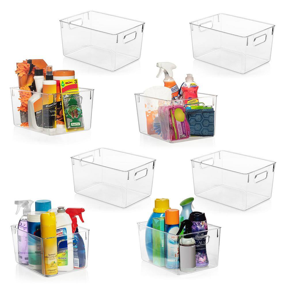 None 9 qt. Plastic Storage Bin Kitchen Organization in Clear (8-Pack)