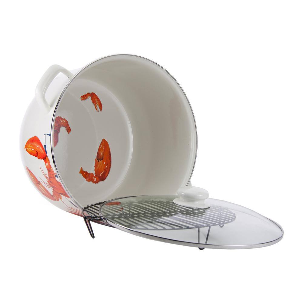 Golden Rabbit Lobster 18 qt. Enamelware Stock Pot with Glass Lid